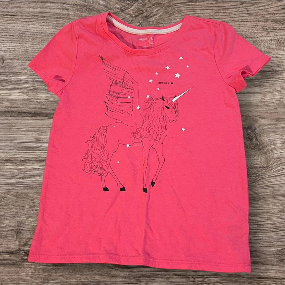 Gap Kids Girls Pink Pegasus Unicorn Graphic T-Shirt Size Medium